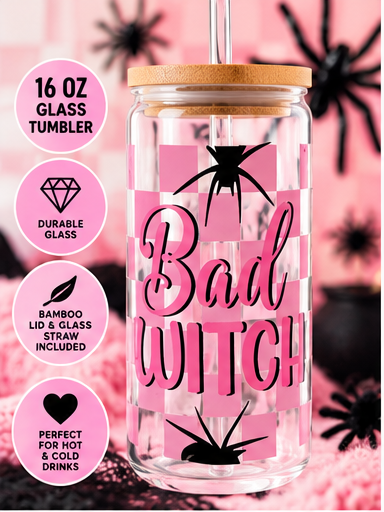 Bad Witch 16 oz Glass Tumbler