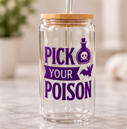The 16 oz glass tumbler comes with a bamboo lid and reusable glass straw, making it a fun addition to your everyday drinkware collection.