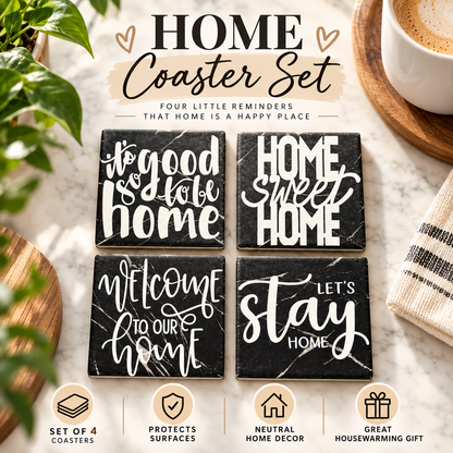 Black Home Decor Coasters | Set of 4