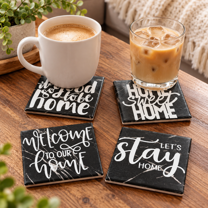 Black Home Decor Coasters | Set of 4