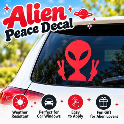 Alien Peace Sign Vinyl Decal – UFO Lover Car Sticker