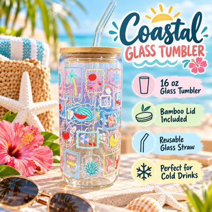 Coastal 16 oz Glass Tumbler – Limited Edition