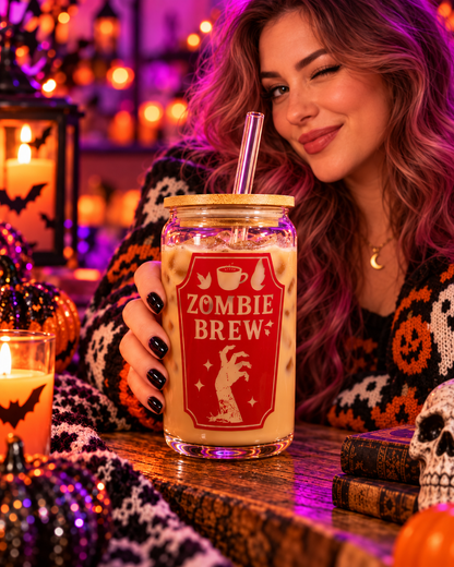 Zombie Brew 16 oz Glass Tumbler