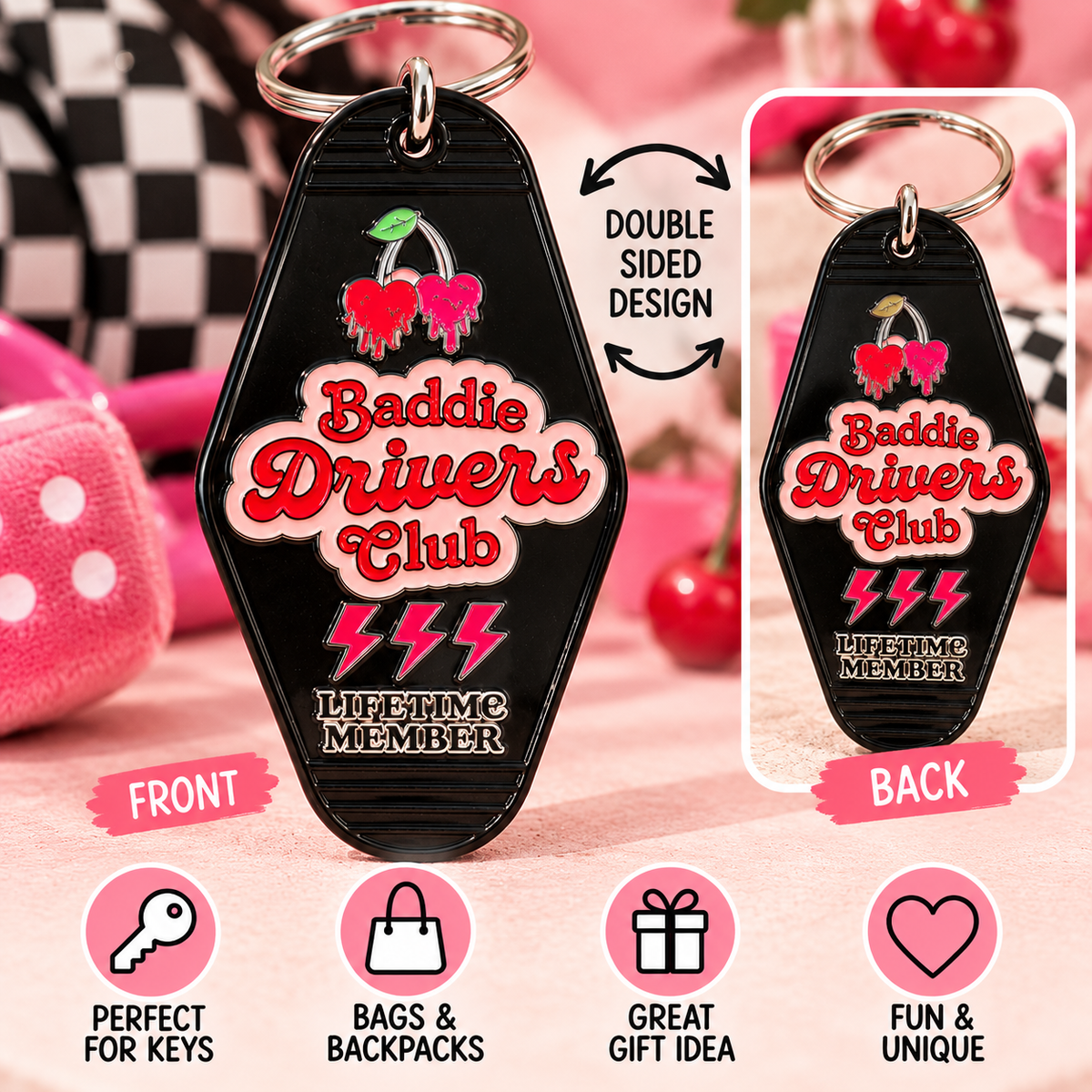 Baddie Drivers Club Motel Keychain | Funny Car Keychain