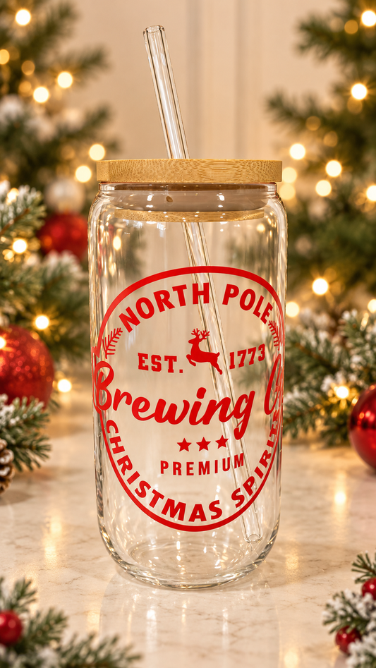 North Pole Brewing Co. Christmas Glass Tumbler – 16 oz