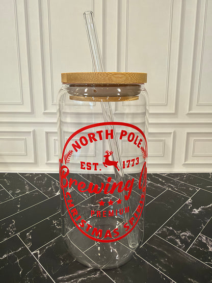 North Pole Brewing Co. Christmas Glass Tumbler – 16 oz