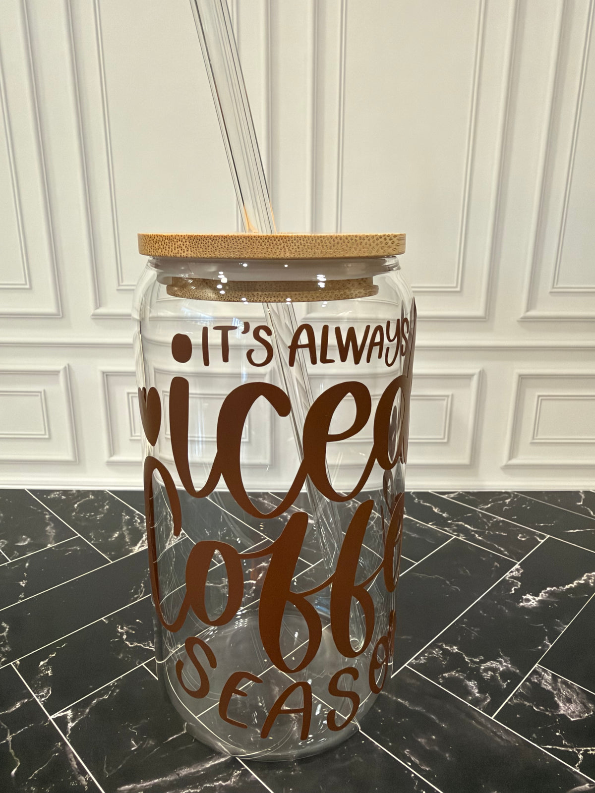 It’s Always Iced Coffee Season Glass Tumbler – 16 oz