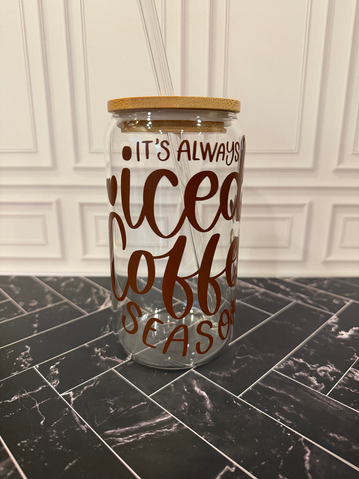 It’s Always Iced Coffee Season Glass Tumbler – 16 oz