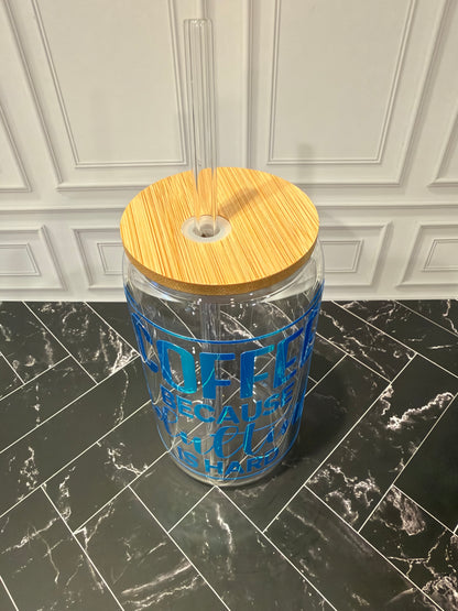 Coffee Because Adulting Is Hard | Holographic Glass Tumbler