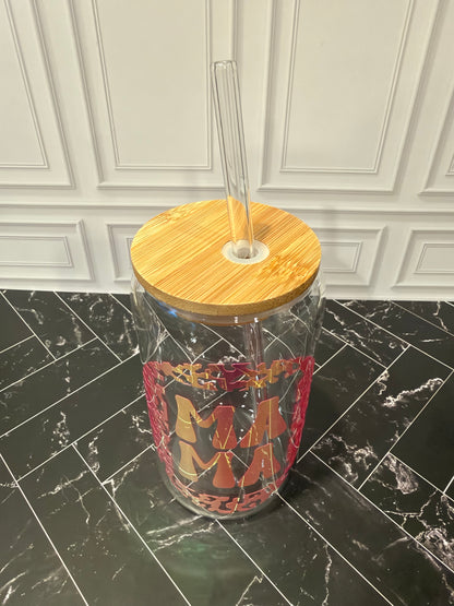 MAMA Leopard Print | Personalized Holographic Glass Tumbler