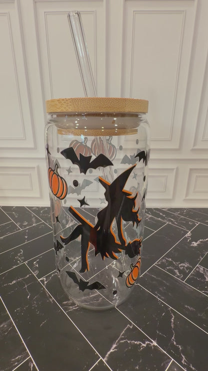 Halloween Witch 16 oz Glass Tumbler