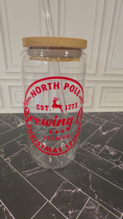 North Pole Brewing Co. Christmas Glass Tumbler – 16 oz