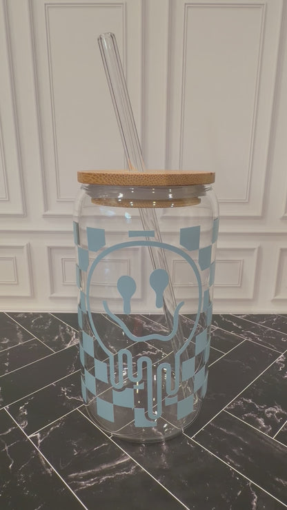 Happy Smiley 16 oz Glass Tumbler