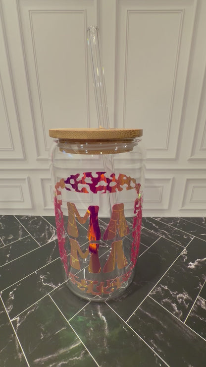 MAMA Leopard Print | Personalized Holographic Glass Tumbler