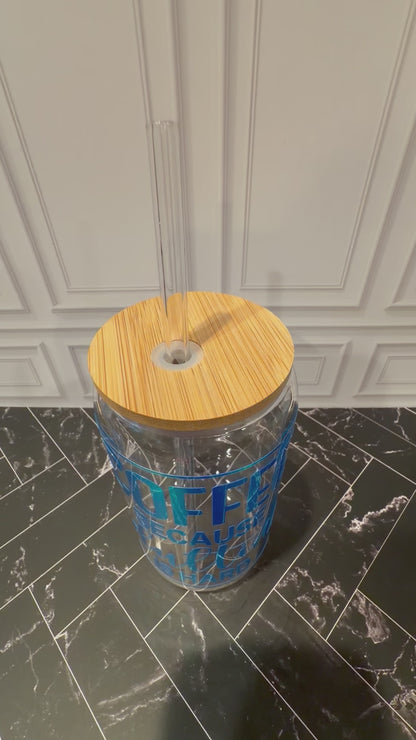 Coffee Because Adulting Is Hard | Holographic Glass Tumbler